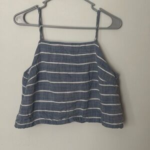 J. Crew Navy and White Striped Crop Top